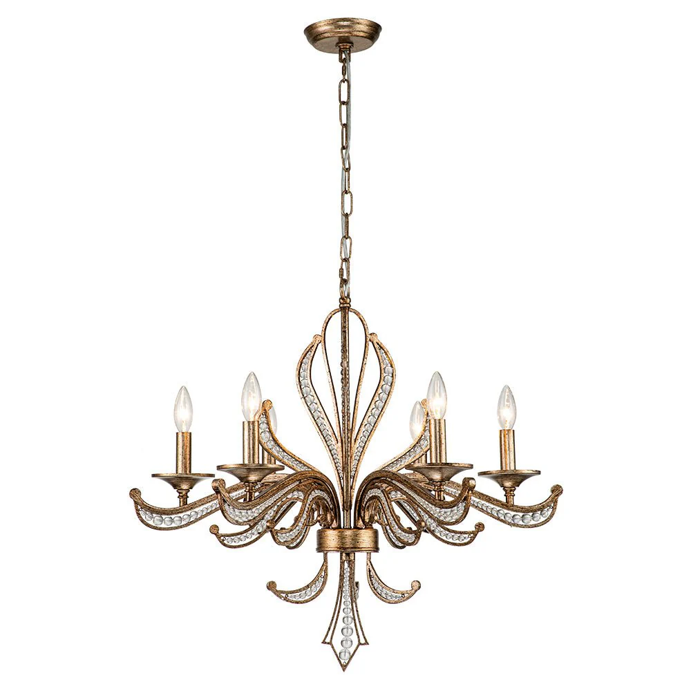 6-Light Vintage Candle Style Chandelier Crystal Beads - Image 3