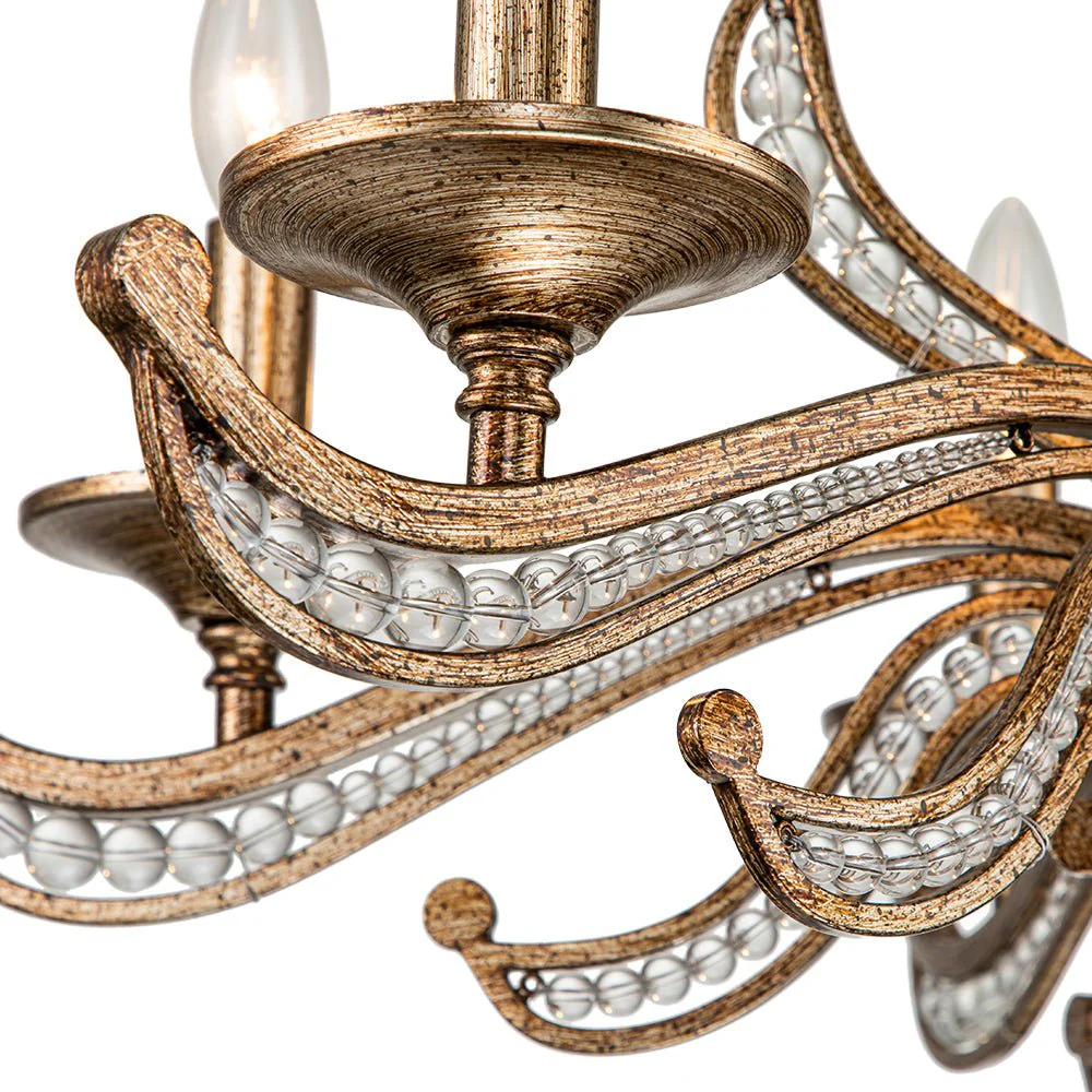 6-Light Vintage Candle Style Chandelier Crystal Beads - Image 6