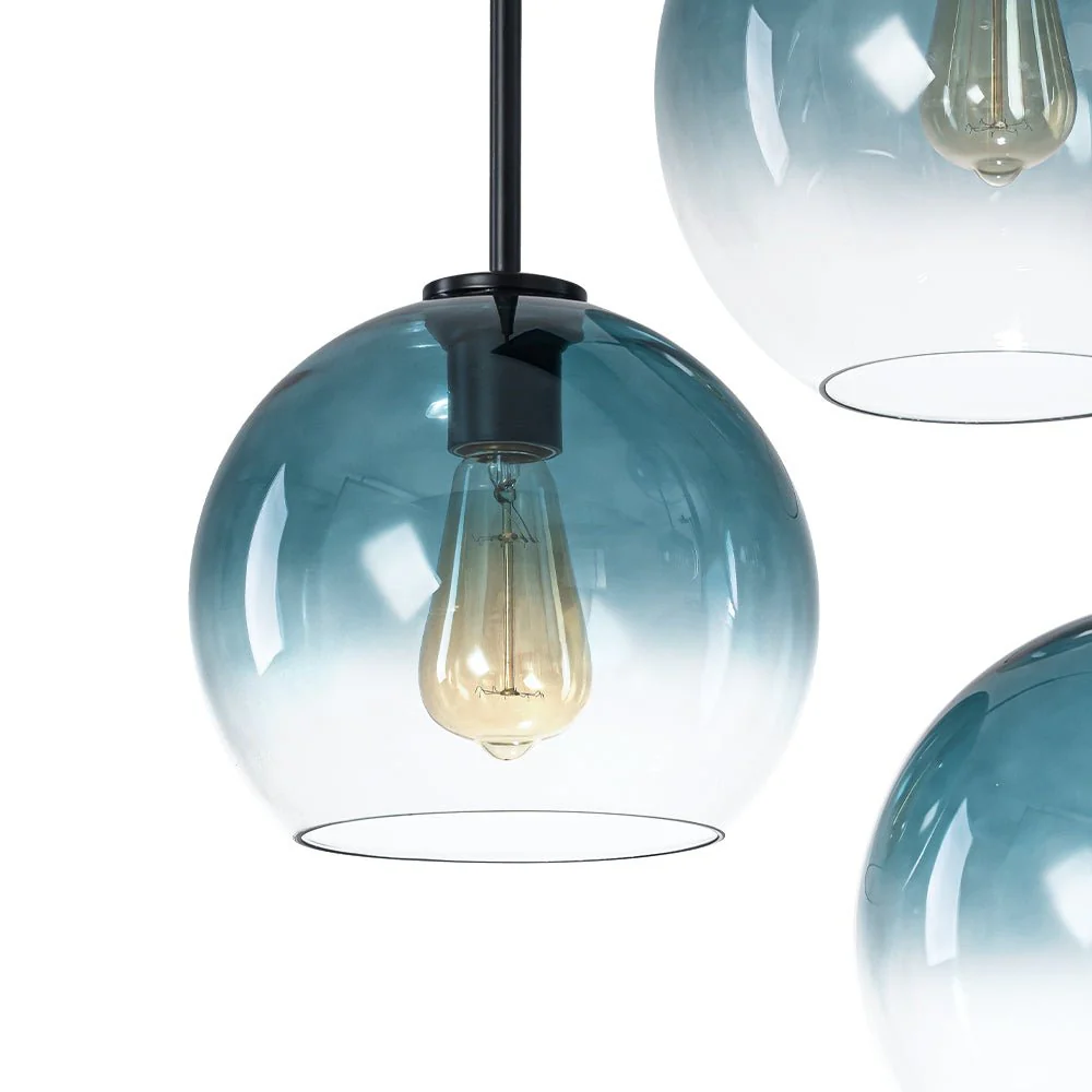 7-Light Cluster Blue Glass Globe Bubble Island Pendant - Image 13