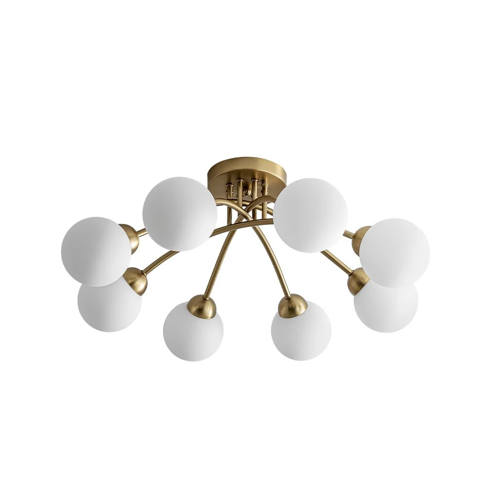 8-Light Sputnik Milky Glass Bubble Semi Flush Mount - Image 10