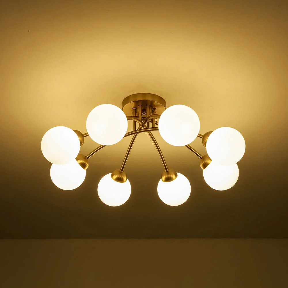 8-Light Sputnik Milky Glass Bubble Semi Flush Mount - Image 13