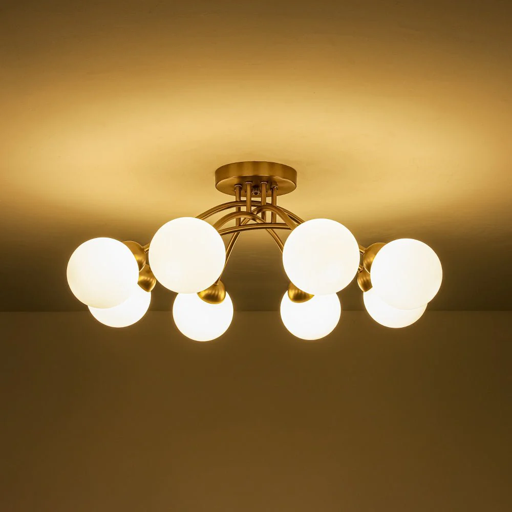 8-Light Sputnik Milky Glass Bubble Semi Flush Mount - Image 14