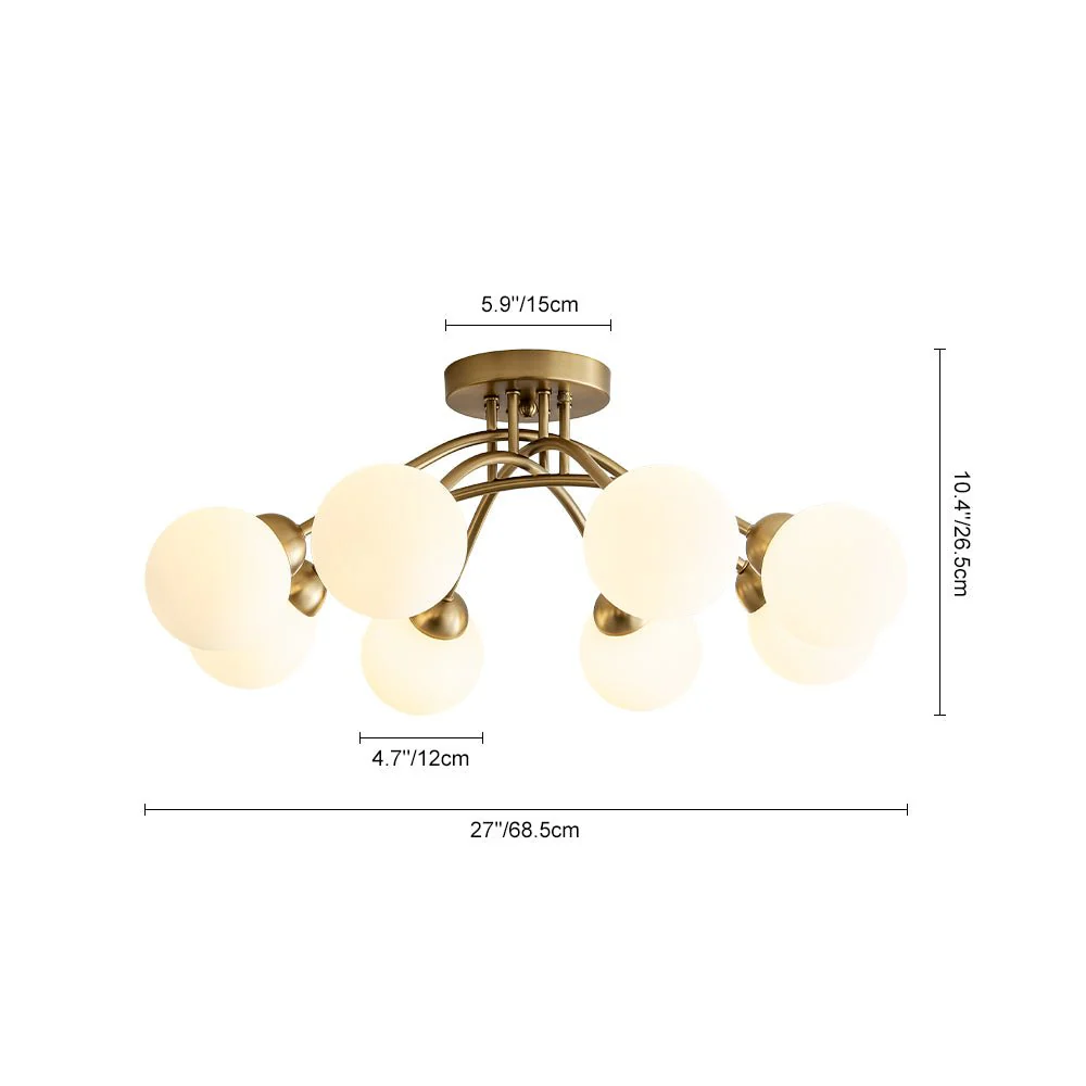 8-Light Sputnik Milky Glass Bubble Semi Flush Mount - Image 21