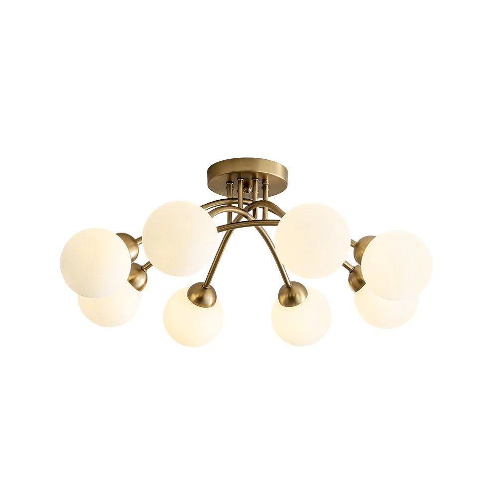 8-Light Sputnik Milky Glass Bubble Semi Flush Mount - Image 3