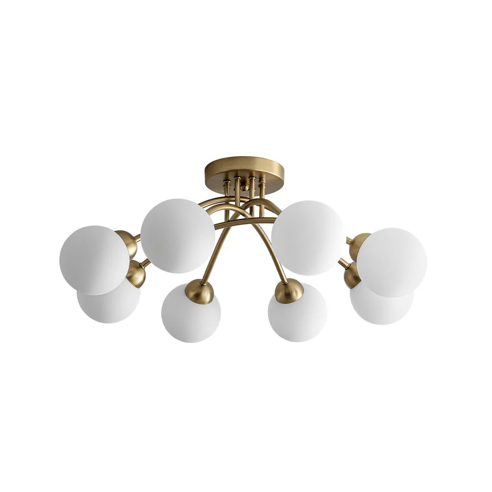 8-Light Sputnik Milky Glass Bubble Semi Flush Mount - Image 4