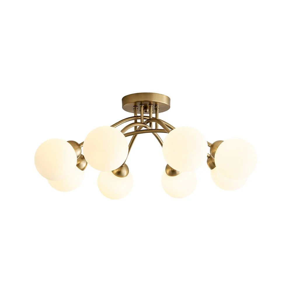 8-Light Sputnik Milky Glass Bubble Semi Flush Mount - Image 5