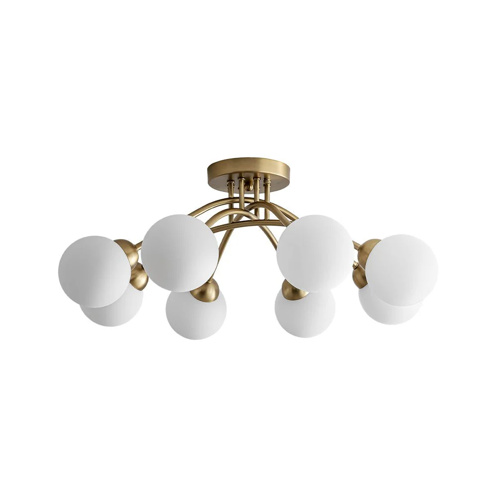 8-Light Sputnik Milky Glass Bubble Semi Flush Mount - Image 6