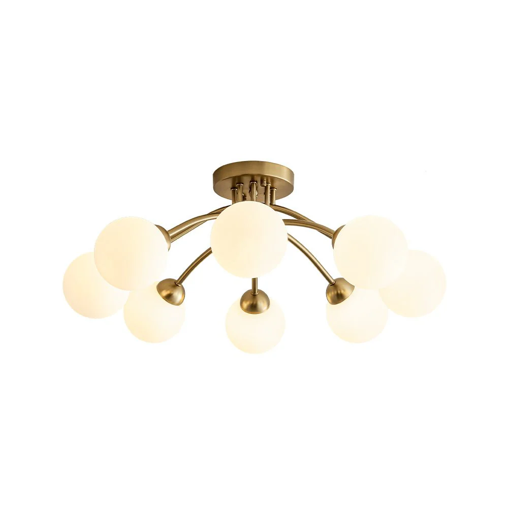 8-Light Sputnik Milky Glass Bubble Semi Flush Mount - Image 7