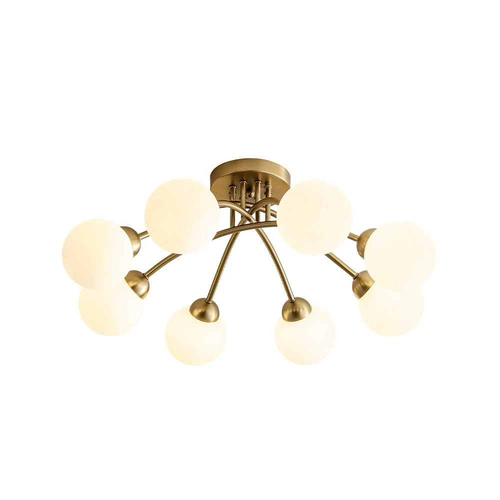 8-Light Sputnik Milky Glass Bubble Semi Flush Mount - Image 9