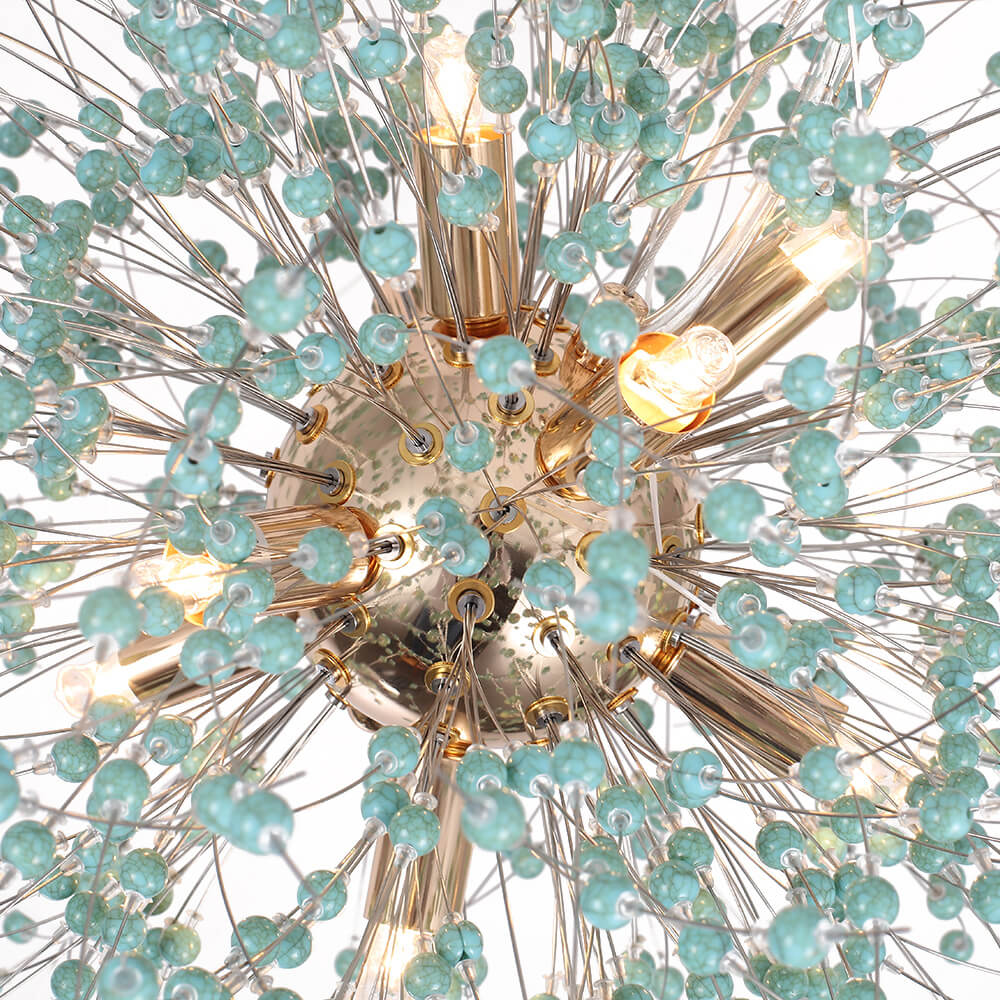 9-Light Blue Dandelion Firework Chandelier - Image 10