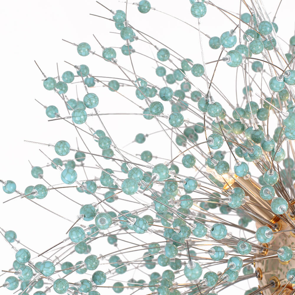 9-Light Blue Dandelion Firework Chandelier - Image 11