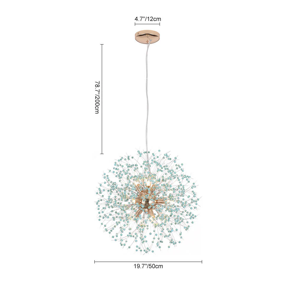 9-Light Blue Dandelion Firework Chandelier - Image 12