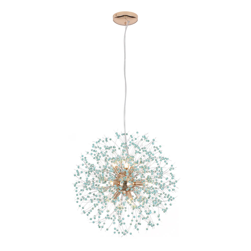 9-Light Blue Dandelion Firework Chandelier - Image 4