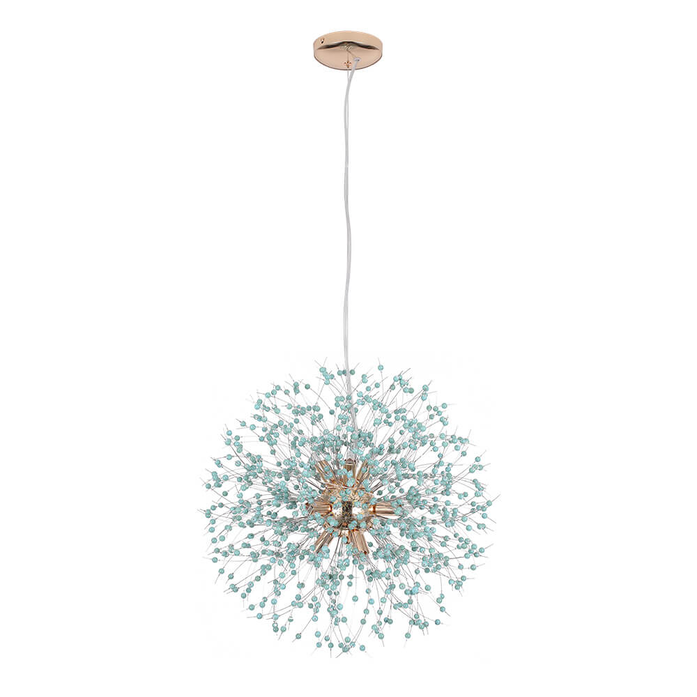 9-Light Blue Dandelion Firework Chandelier - Image 5