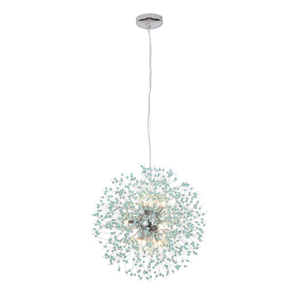 9-Light Blue Dandelion Firework Chandelier - Image 6