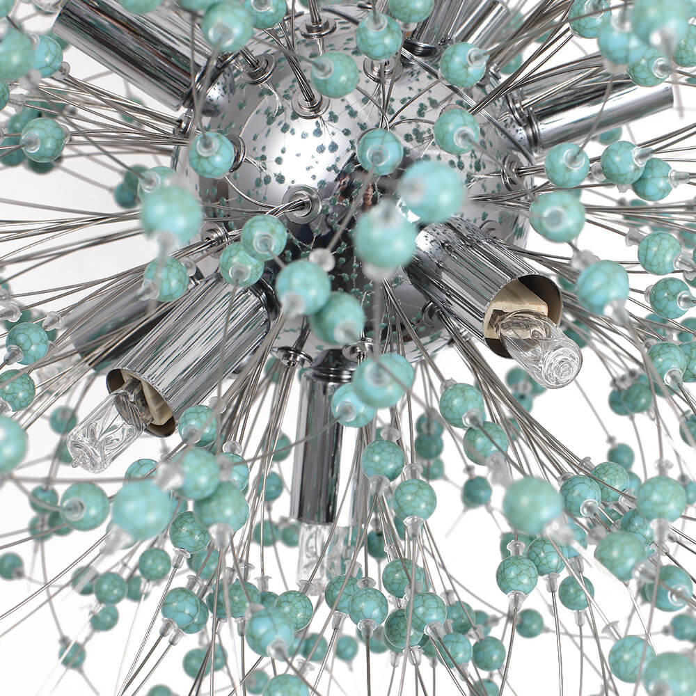 9-Light Blue Dandelion Firework Chandelier - Image 7