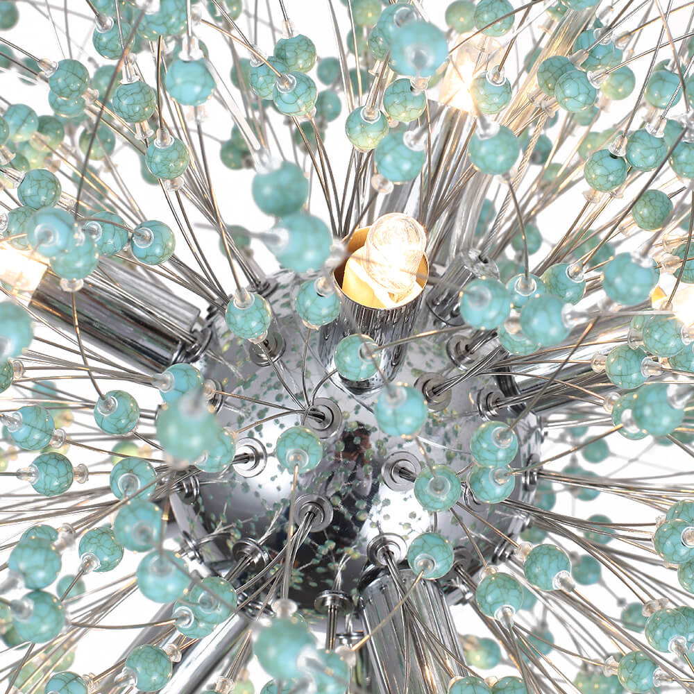 9-Light Blue Dandelion Firework Chandelier - Image 9