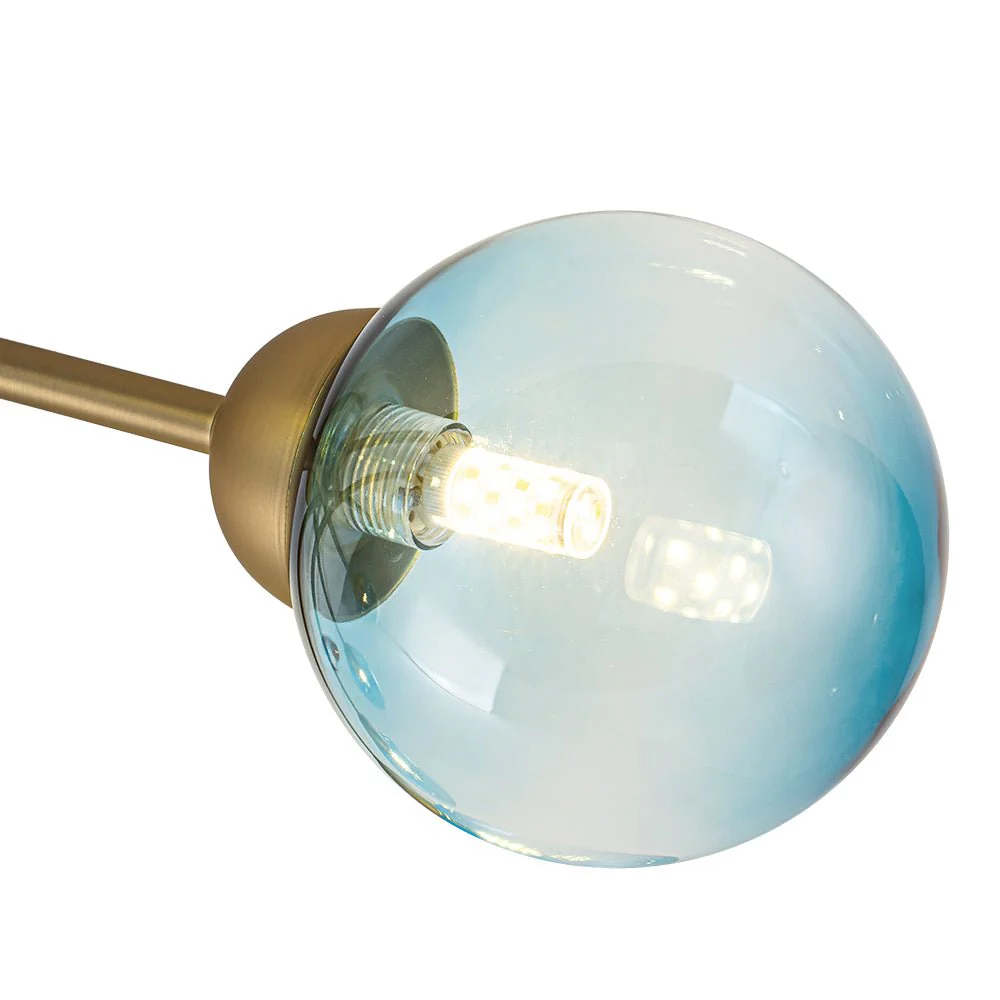 Art Deco 8-Light Sputnik Blue Glass Bubble Semi Flush Mount - Image 13
