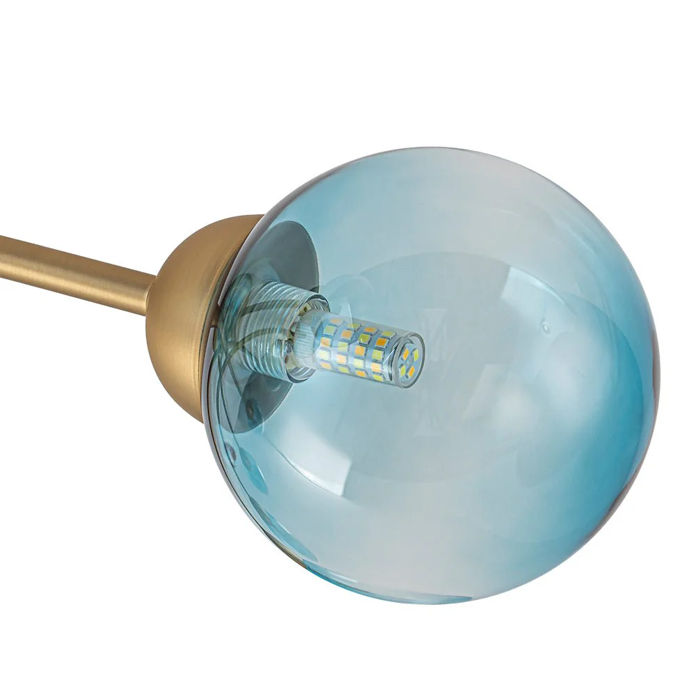 Art Deco 8-Light Sputnik Blue Glass Bubble Semi Flush Mount - Image 14