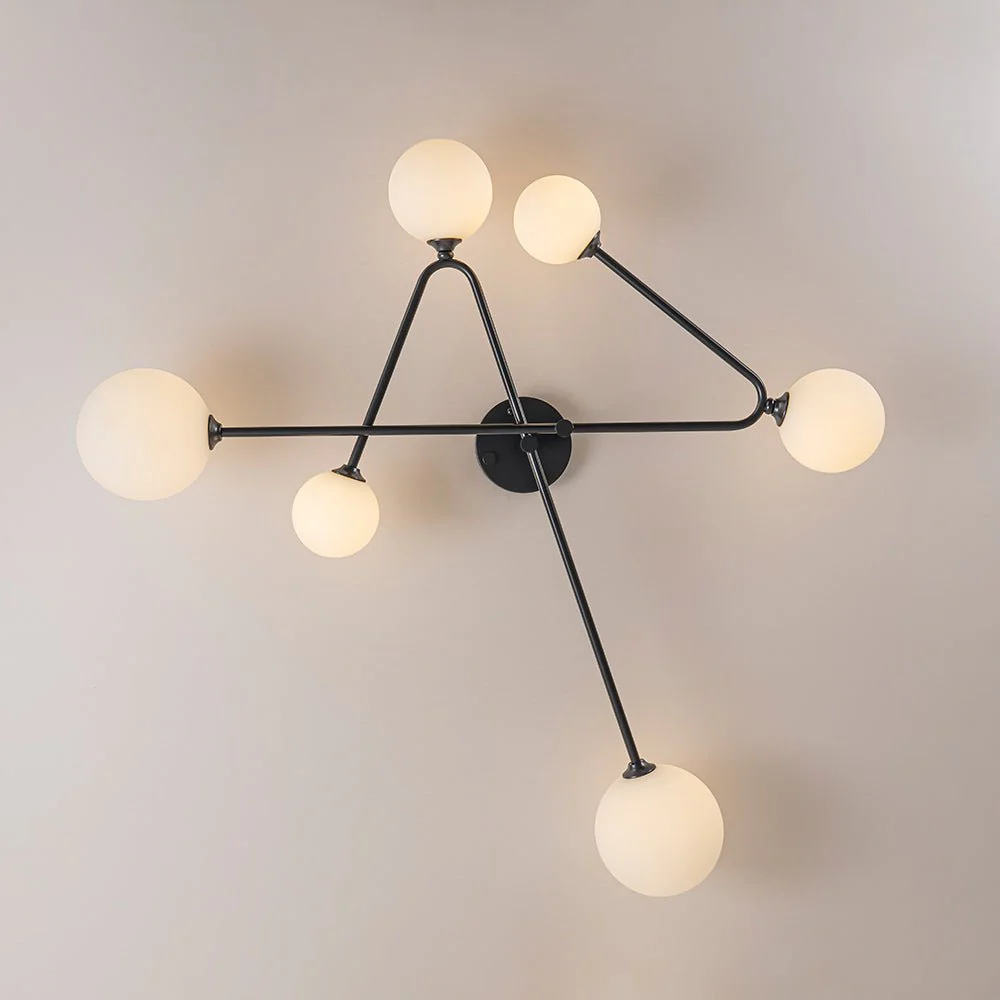 Black Frosted Bubble Linear Sputnik Semi Flush Mount - Image 10