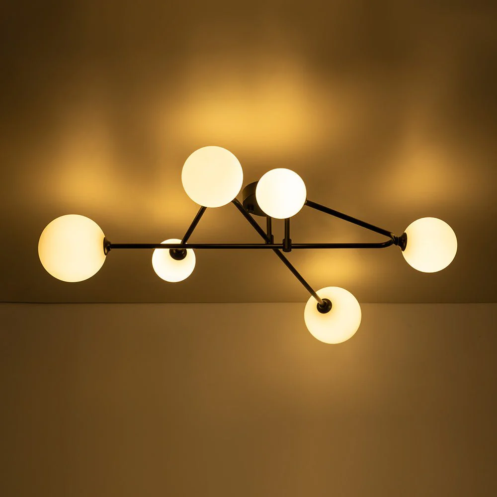 Black Frosted Bubble Linear Sputnik Semi Flush Mount - Image 12
