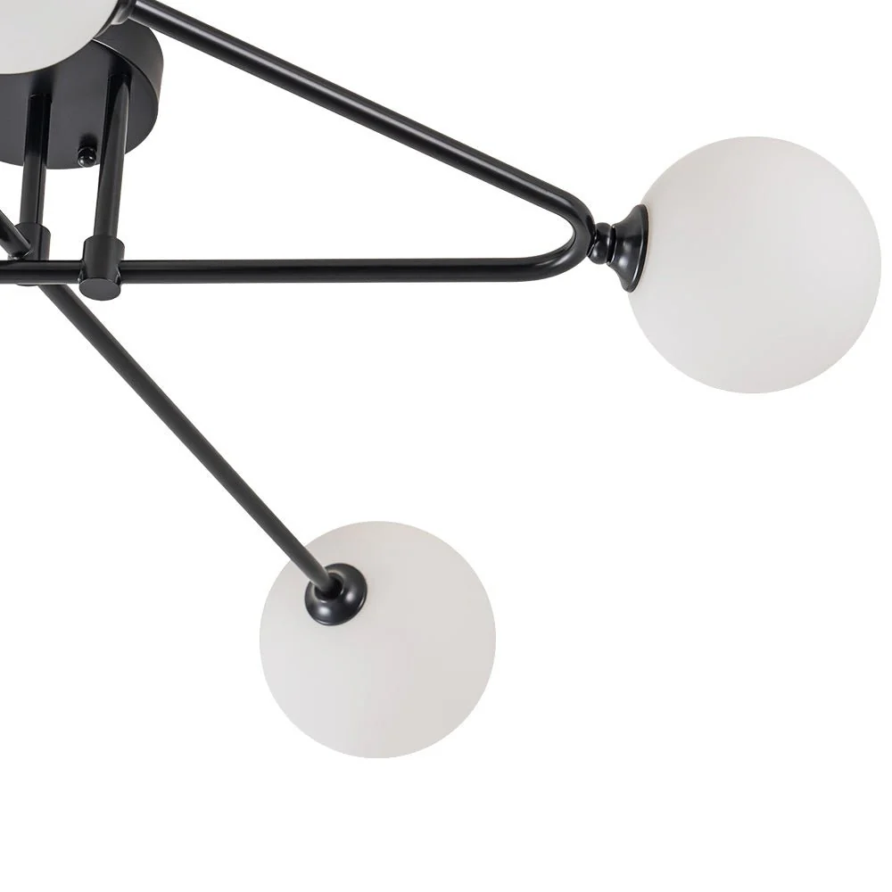 Black Frosted Bubble Linear Sputnik Semi Flush Mount - Image 14