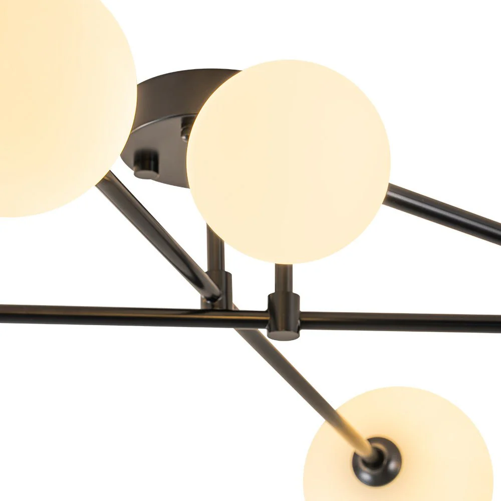 Black Frosted Bubble Linear Sputnik Semi Flush Mount - Image 17