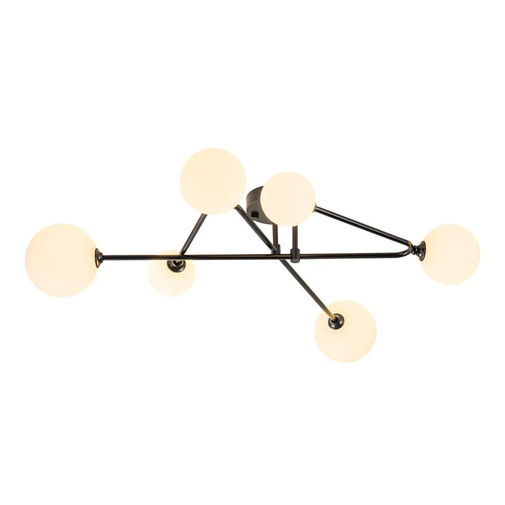 Black Frosted Bubble Linear Sputnik Semi Flush Mount - Image 5