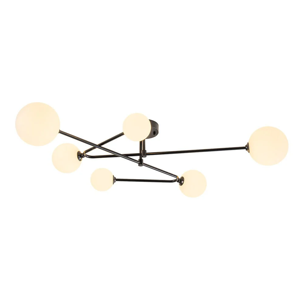 Black Frosted Bubble Linear Sputnik Semi Flush Mount - Image 6