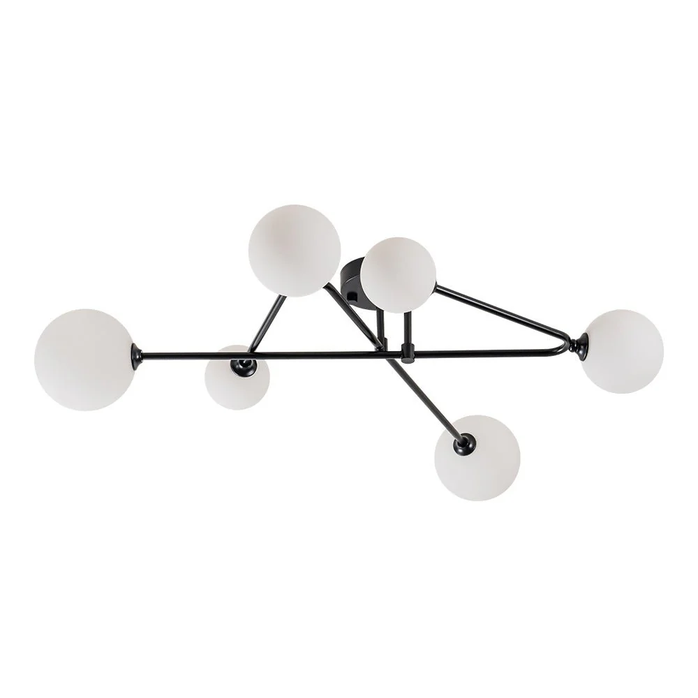 Black Frosted Bubble Linear Sputnik Semi Flush Mount - Image 7