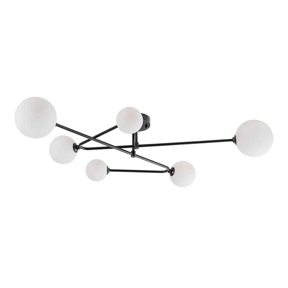 Black Frosted Bubble Linear Sputnik Semi Flush Mount - Image 8
