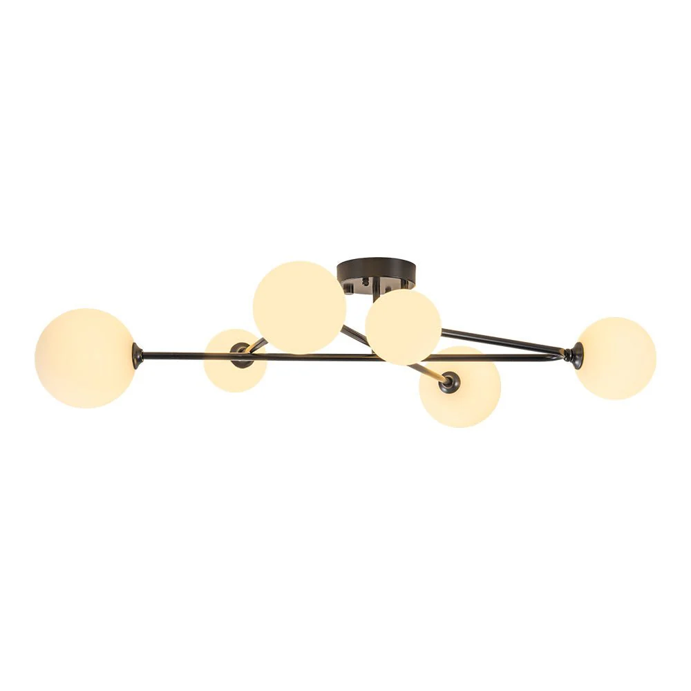 Black Frosted Bubble Linear Sputnik Semi Flush Mount - Image 9