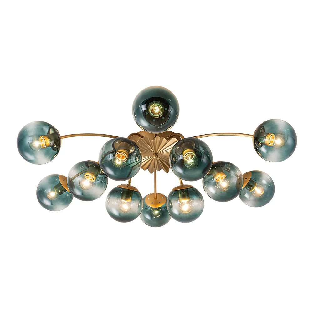Glam Bloom 12-Light Blue Glass Bubble Semi Flush Chandelier - Image 7