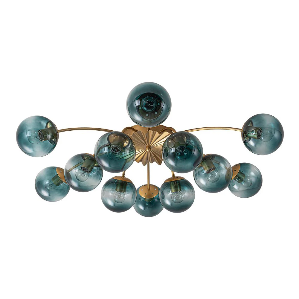 Glam Bloom 12-Light Blue Glass Bubble Semi Flush Chandelier - Image 8