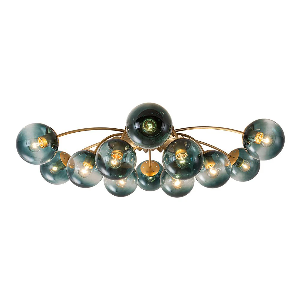 Glam Bloom 12-Light Blue Glass Bubble Semi Flush Chandelier - Image 9