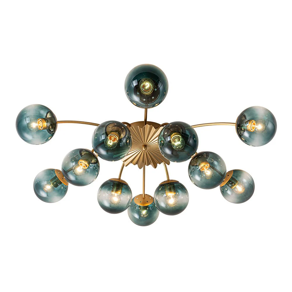 Glam Bloom 12-Light Blue Glass Bubble Semi Flush Chandelier - Image 10
