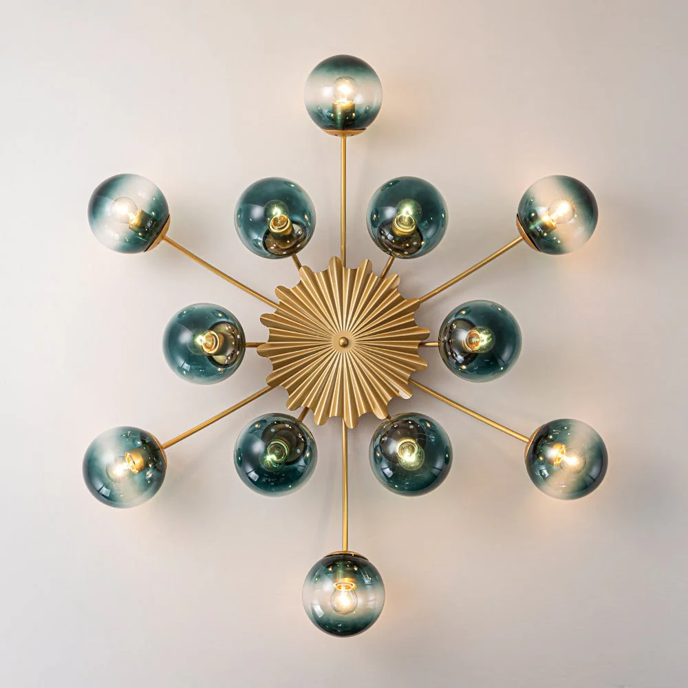 Glam Bloom 12-Light Blue Glass Bubble Semi Flush Chandelier - Image 11