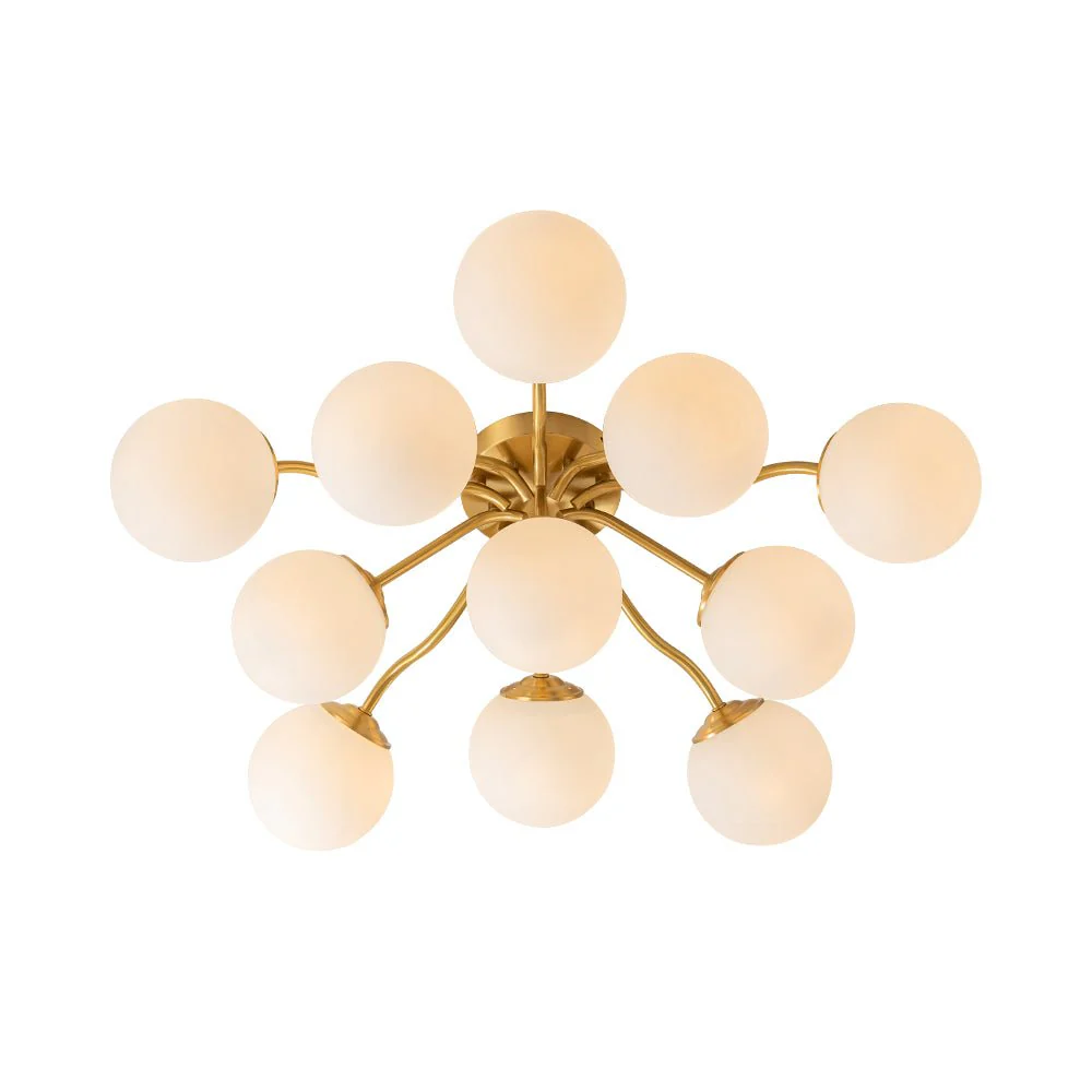 (OpenBox) Bloom Brass Frosted Glass Bubble Semi Flush Chandelier - Image 11