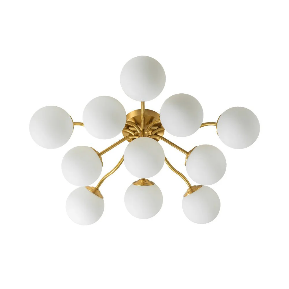 (OpenBox) Bloom Brass Frosted Glass Bubble Semi Flush Chandelier - Image 12