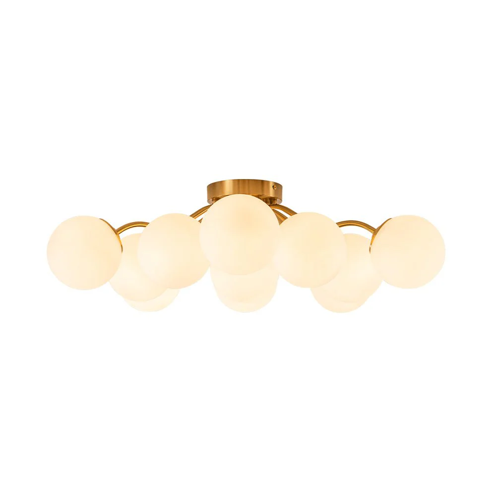 (OpenBox) Bloom Brass Frosted Glass Bubble Semi Flush Chandelier - Image 15