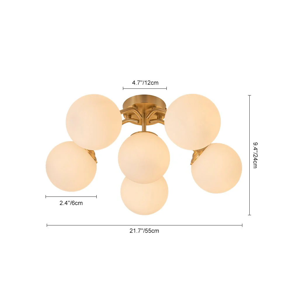 (OpenBox) Bloom Brass Frosted Glass Bubble Semi Flush Chandelier - Image 22