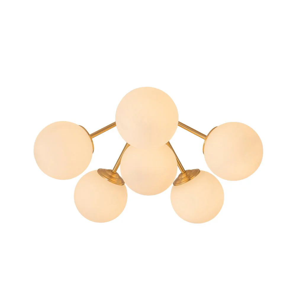 (OpenBox) Bloom Brass Frosted Glass Bubble Semi Flush Chandelier - Image 23