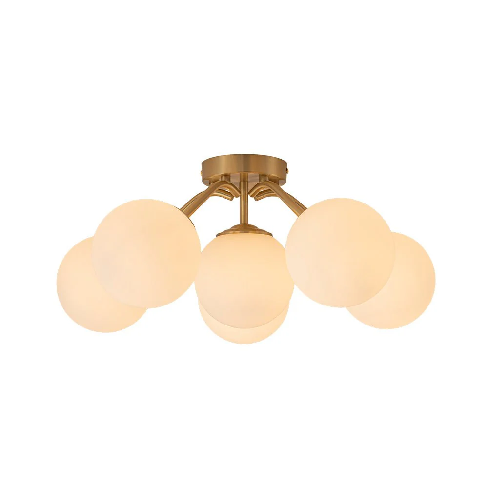 (OpenBox) Bloom Brass Frosted Glass Bubble Semi Flush Chandelier - Image 24