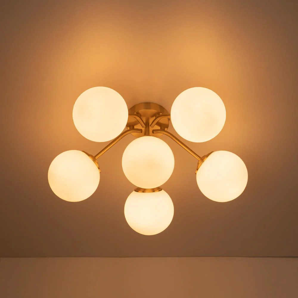 (OpenBox) Bloom Brass Frosted Glass Bubble Semi Flush Chandelier - Image 25