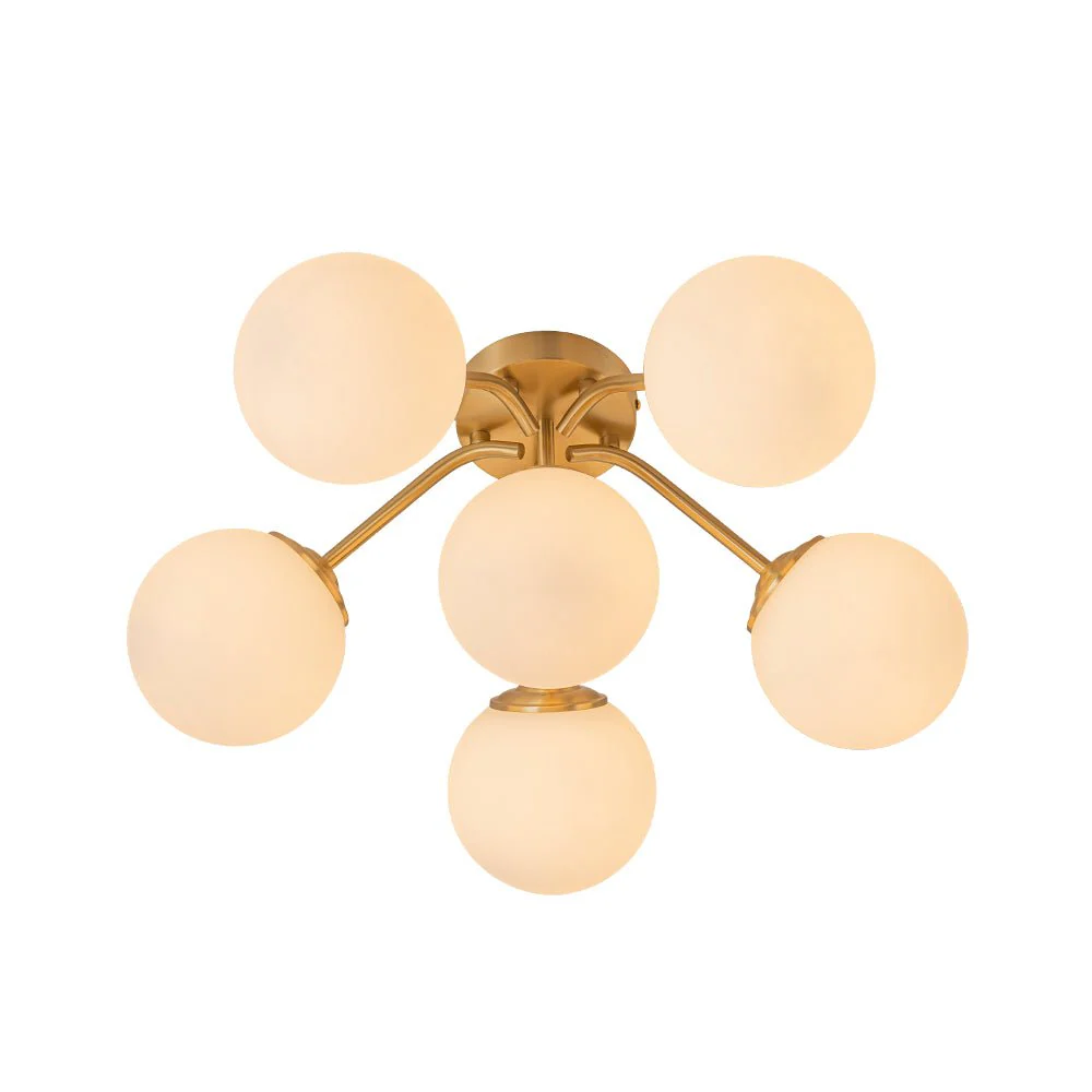 (OpenBox) Bloom Brass Frosted Glass Bubble Semi Flush Chandelier - Image 27