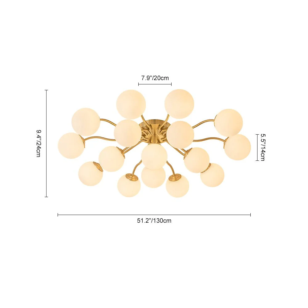 (OpenBox) Bloom Brass Frosted Glass Bubble Semi Flush Chandelier - Image 29