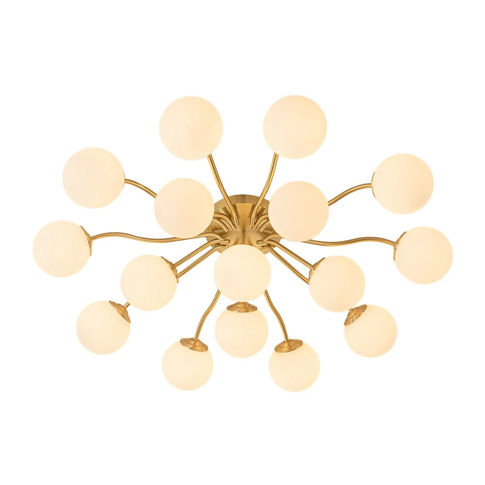 (OpenBox) Bloom Brass Frosted Glass Bubble Semi Flush Chandelier - Image 30
