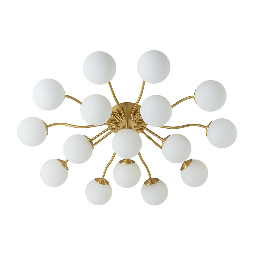 (OpenBox) Bloom Brass Frosted Glass Bubble Semi Flush Chandelier - Image 31