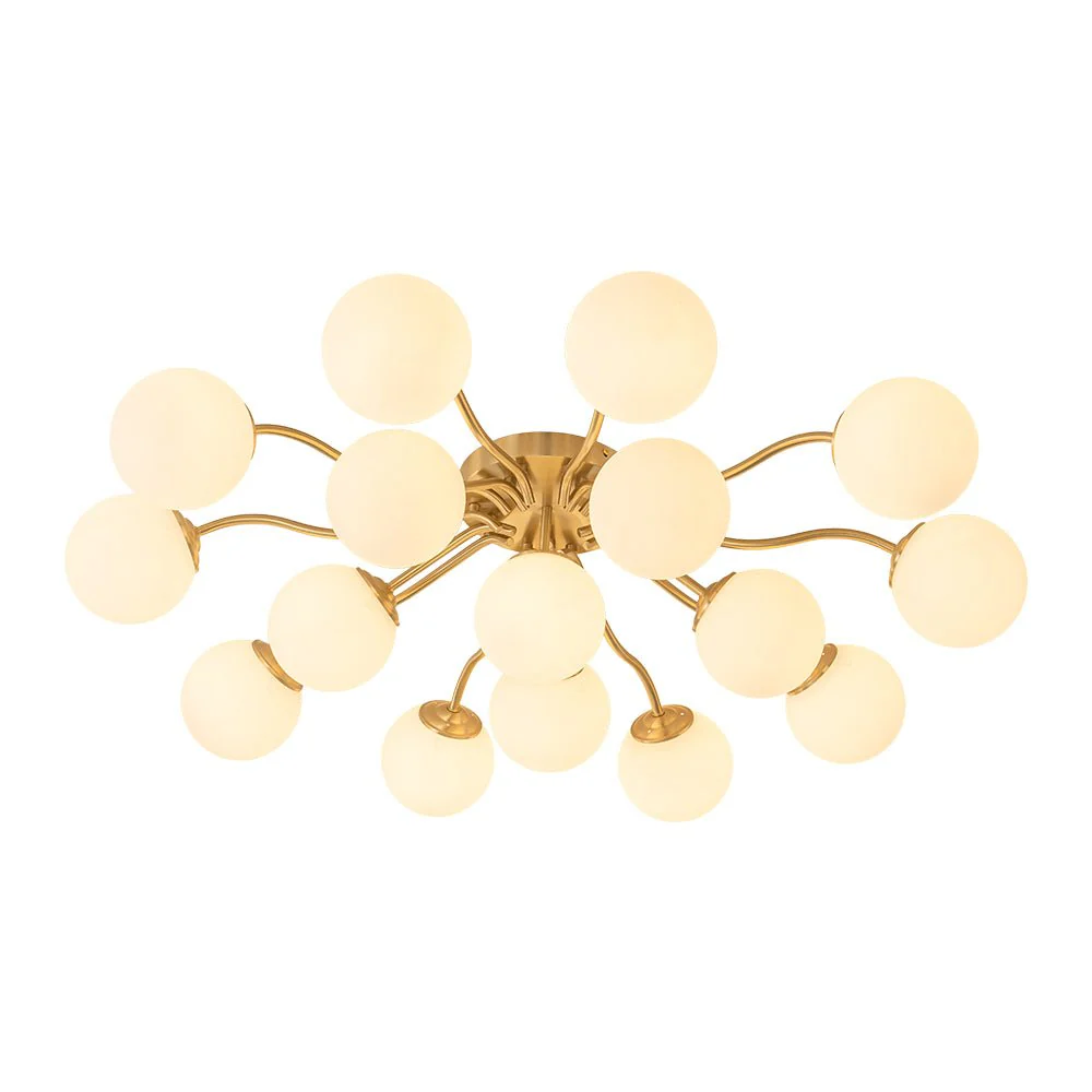 (OpenBox) Bloom Brass Frosted Glass Bubble Semi Flush Chandelier - Image 32