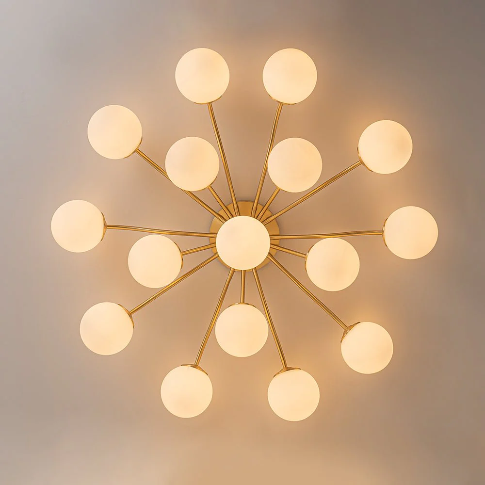 (OpenBox) Bloom Brass Frosted Glass Bubble Semi Flush Chandelier - Image 33